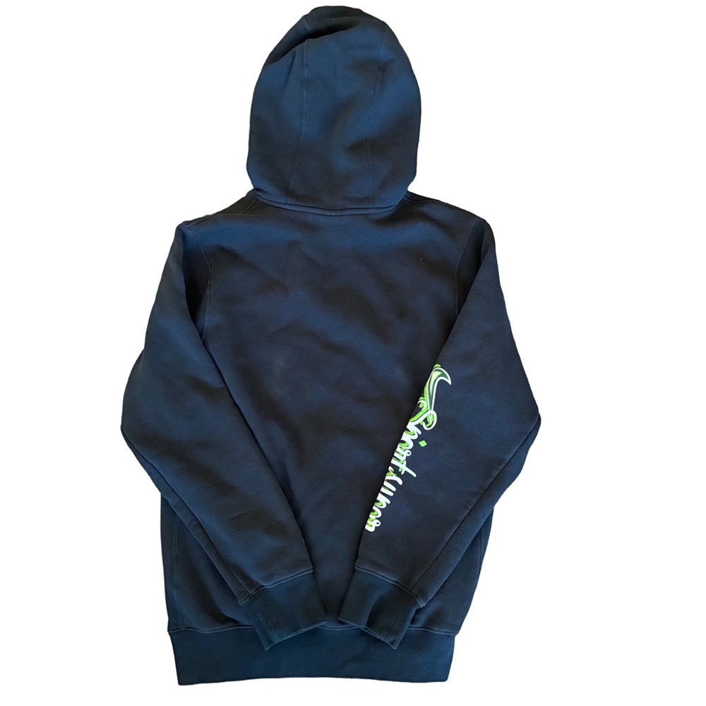 Nike Air Brush Fleece Pullover Hoodie Black/Green Size S Rare - Picture 5 of 5